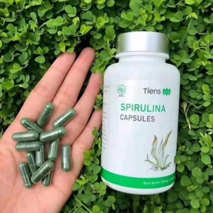 Tiens Spirulina Original – Masker Wajah Jerawat dan Pemutih Kulit Suplemen Herbal Tubuh Sehat 1 boto