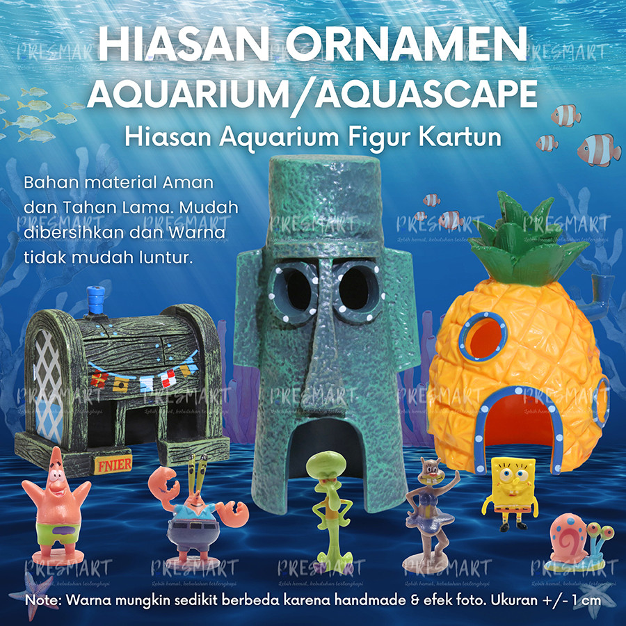 Hiasan Aquarium Spongebob Dekorasi Akuarium Aquascape Ikan Ornamen Spongebob Squidward