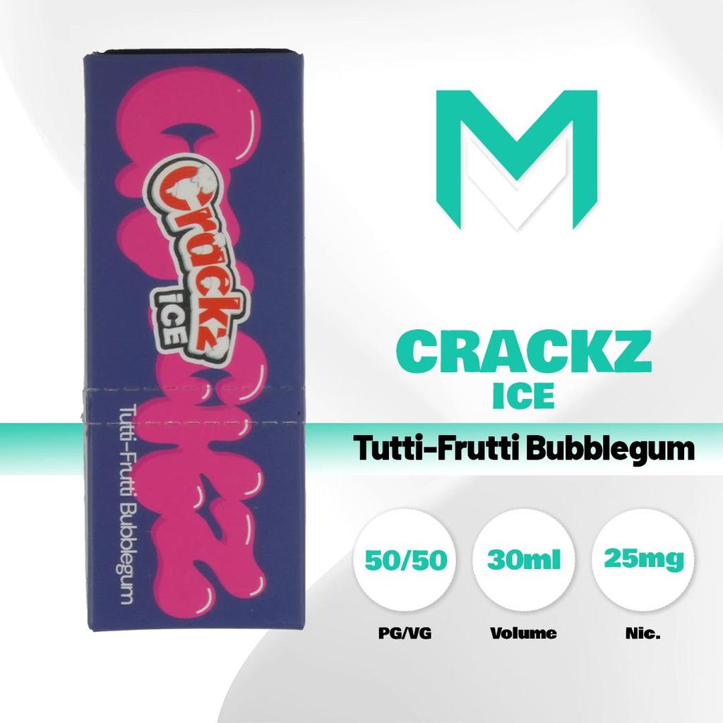 Liquid Vape Crackz Ice Tutti Frutti Bubblegum Saltnic 25MG 30ML By Tetra