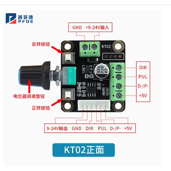 KT02 Stepper servo Motor controller, pulse generator, knob rotation, stepless speed