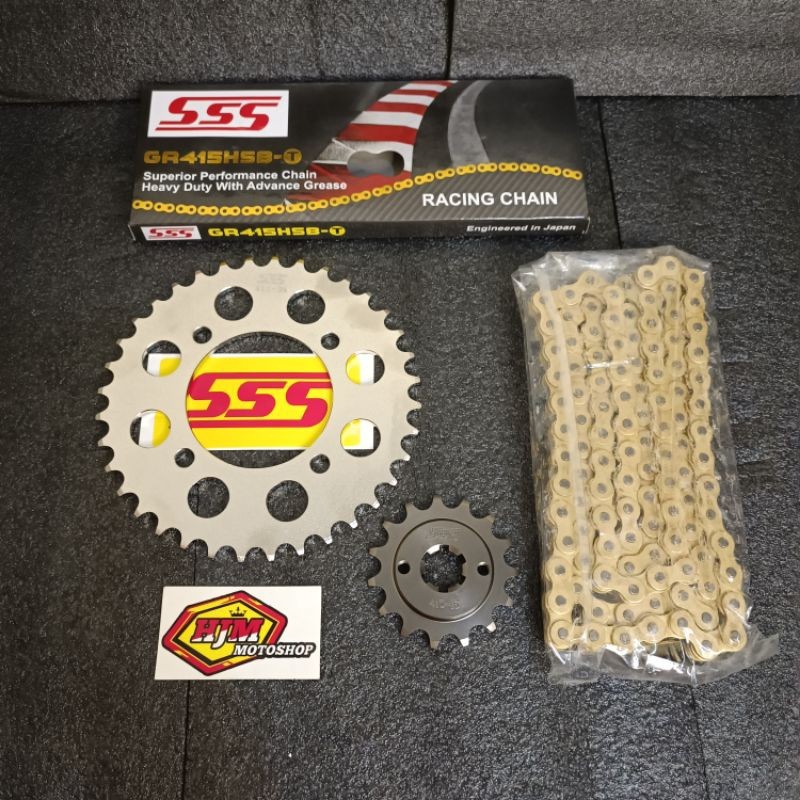 GIR SET / GEAR SET SSS VEGA ZR JUPITER Z1 NEW ROBOT 415 & RANTAI SSS 415 HSBT GOLD