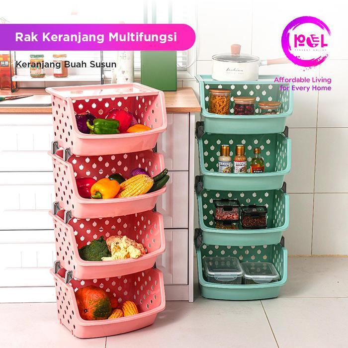 [POL] COD Rak Keranjang Buah | Rak Plastik Multifungsi 4 tingkat | Rak Keranjang Serbaguna Mainan - 