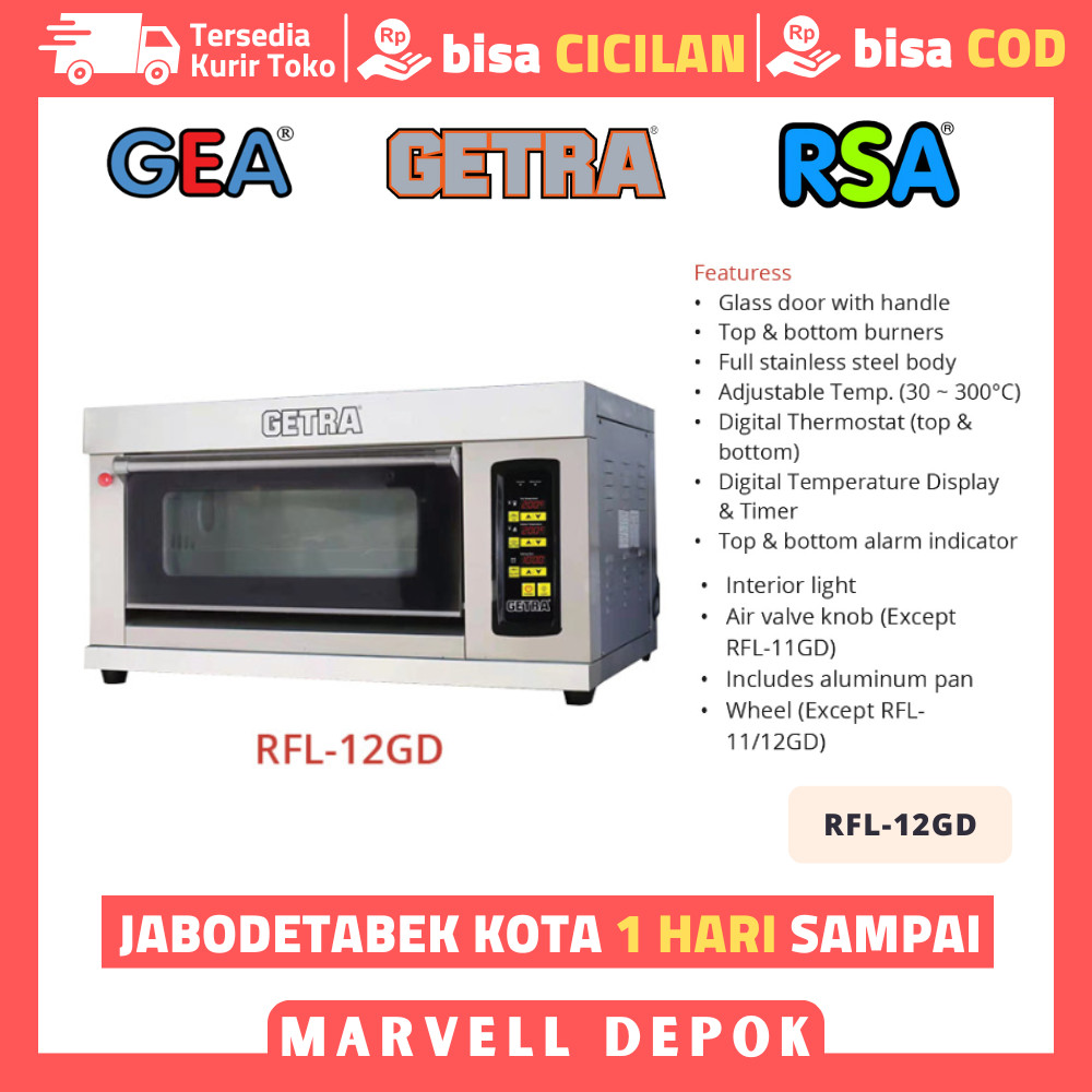 OVEN GETRA 1 DECK 2 TRAY RFL-12GD PEMANGGANG ROTI KUE GARANSI RESMI