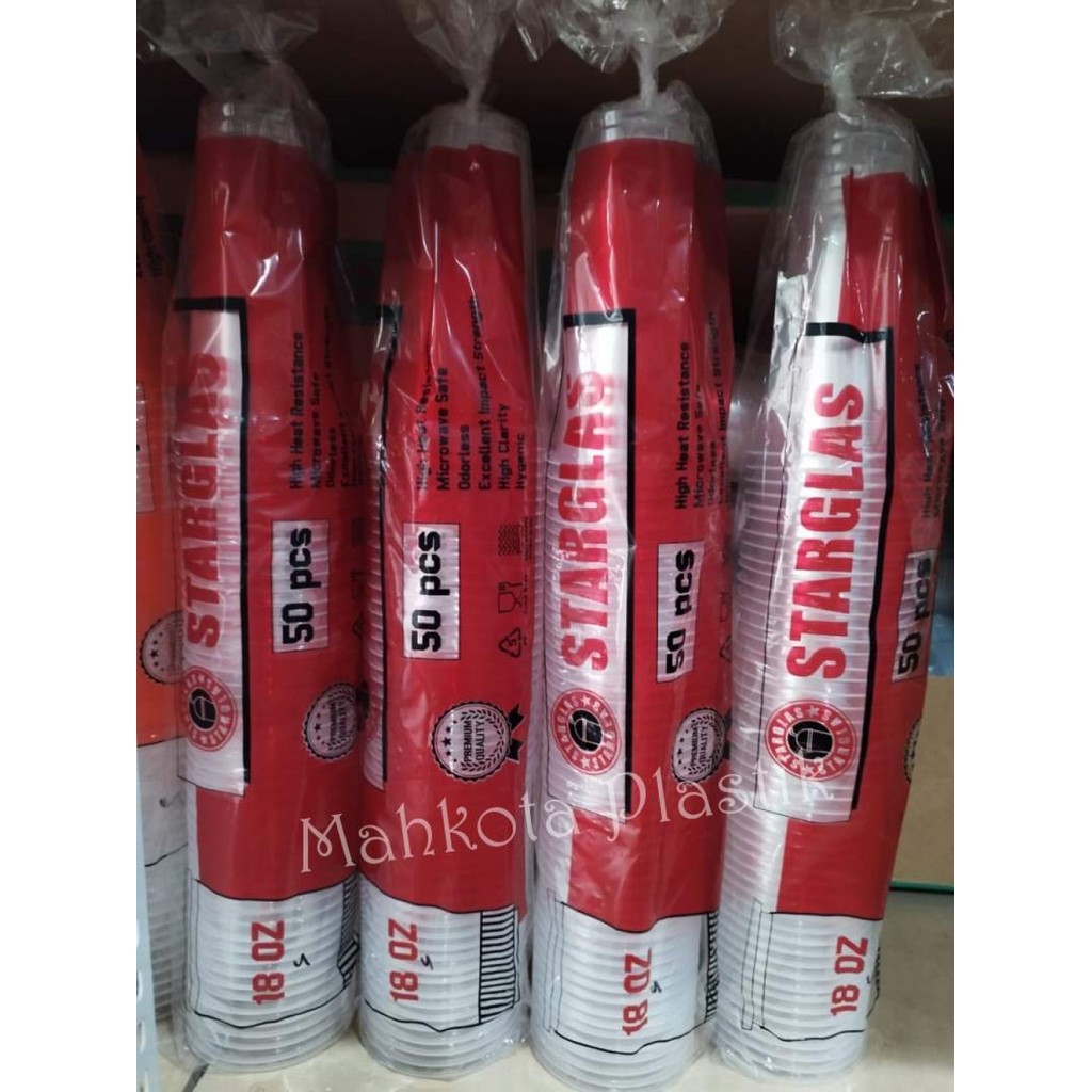 Gelas Plastik Starglass Slim 18oz isi 50pcs