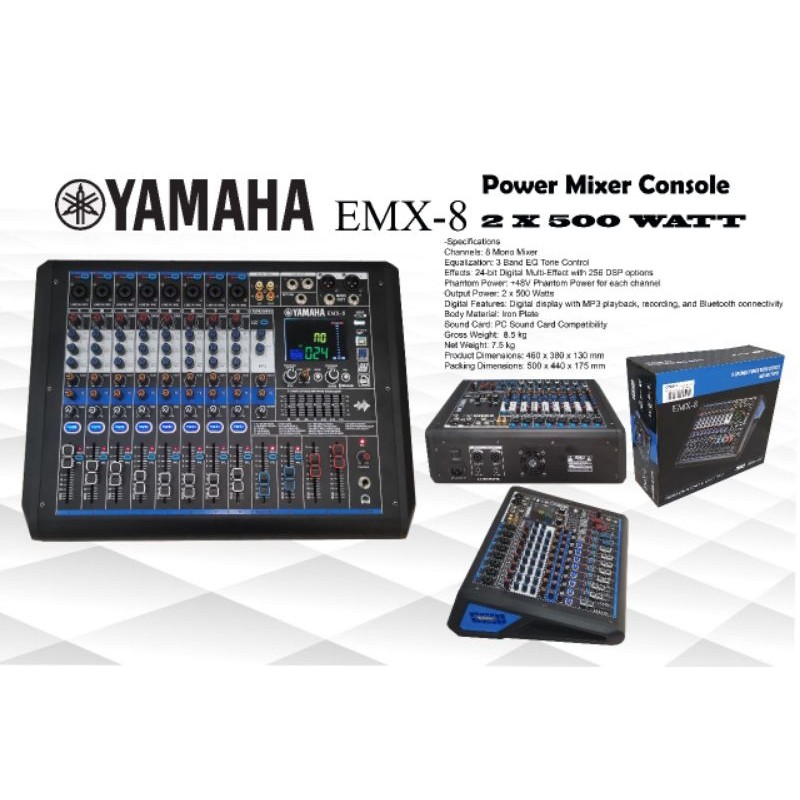 POWER MIXER YAMAHA EMX8 BLUETOOTH USB MP3 MIXER 8 CHANNEL EMX-8
