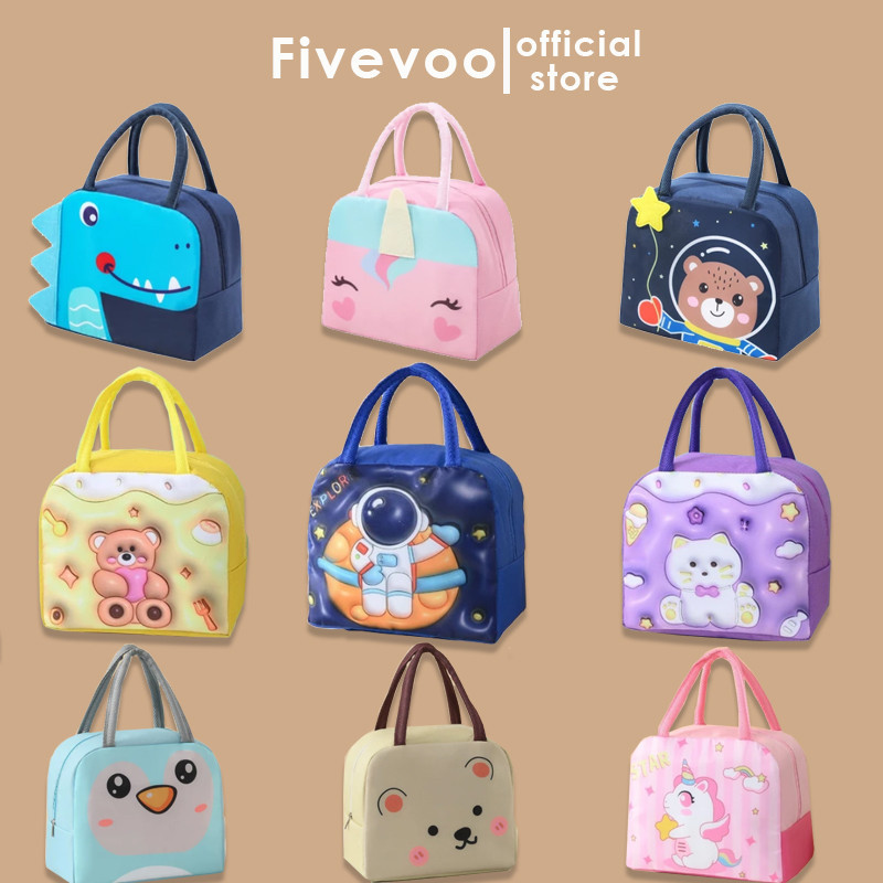 BEST QUALITY FIVEVOO  Tas Bekal Tempat Bekal Lucu Korea Tempat Makan Anak Sekolah Tas Bekal Makanan 