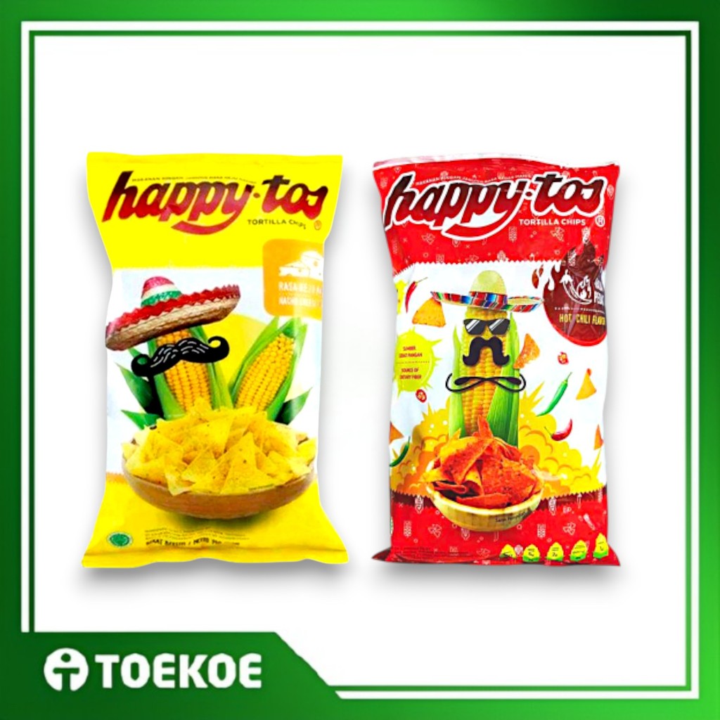 TOEKOE Happy Tos Keripik Tortilla Chips Nacho 140gr Rasa Keju / Pedas