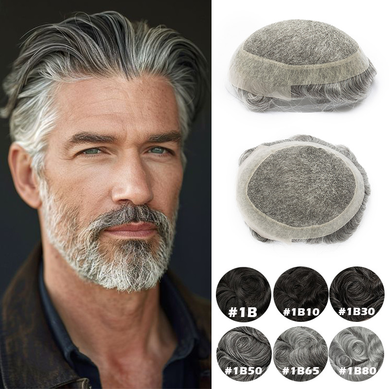 Australia Swiss Lace Base Male Wig Men Toupee Man Skin base Real Natural Human Hair Toupee Replaceme