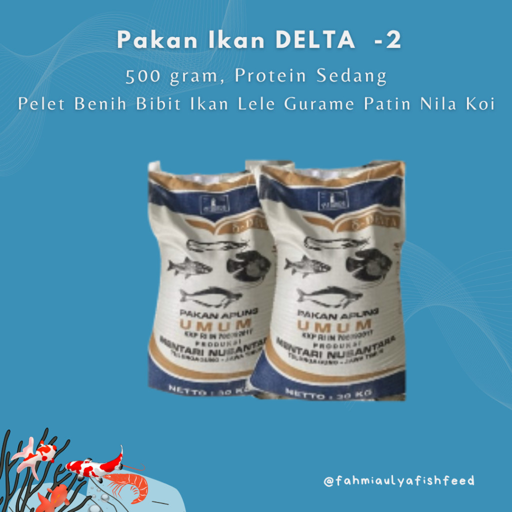 PAKAN IKAN MURAH Pakan Ikan Protein sedang DELTA  -2 dan -3  (1 KG)  Pelet Benih Bibit Ikan Lele Gur