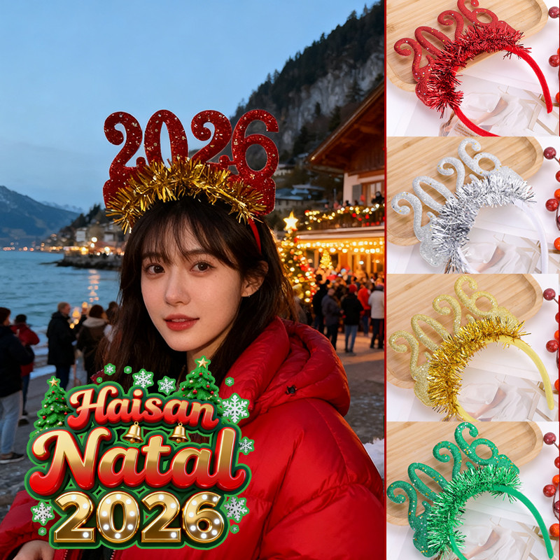 Bando Tahun Baru 2026 Bando Happy New Year 2026 Led Lampu Menyala