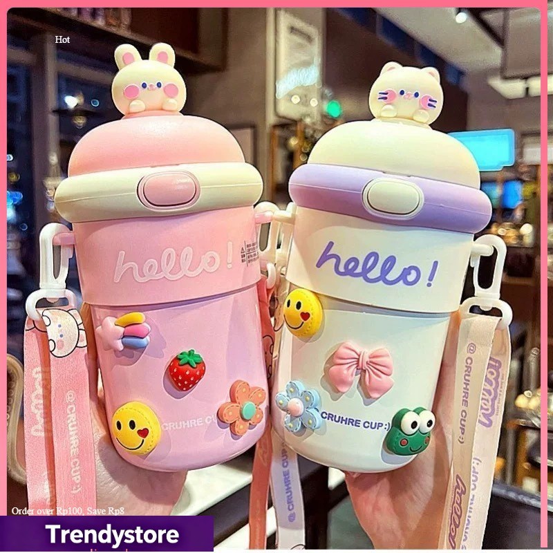 TRENDY Botol Minum Kaca Botol Minum Anak Karakter Lucu Tumbler Vacum Flask Nice 500ml BPA FREE
