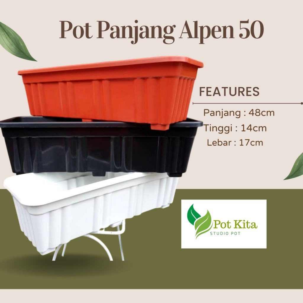 POT BUNGA PANJANG ALPEN 50 pot segi panjang bunga pot murah estetik