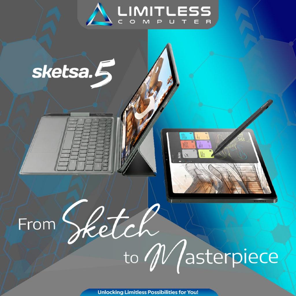 TABLET ADVAN SKETSA 5 8/128 Ram 8GB Internal 128gb 12" 12 Inch 4g lte Android  Fullset Tablet + Keyb