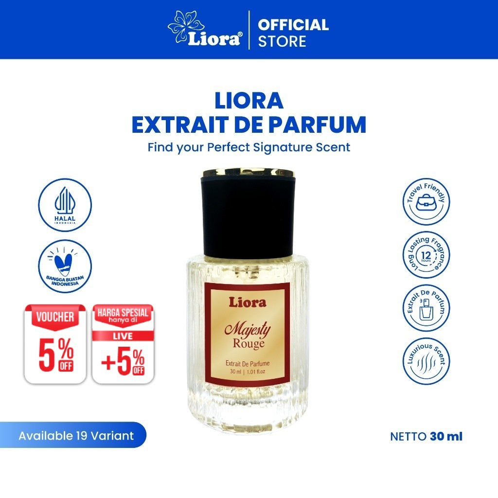 LIORA Rouge Majesty Extrait De Parfume 30ML I Parfum Unisex Premium dengan Aroma Karakter Bold, Clas