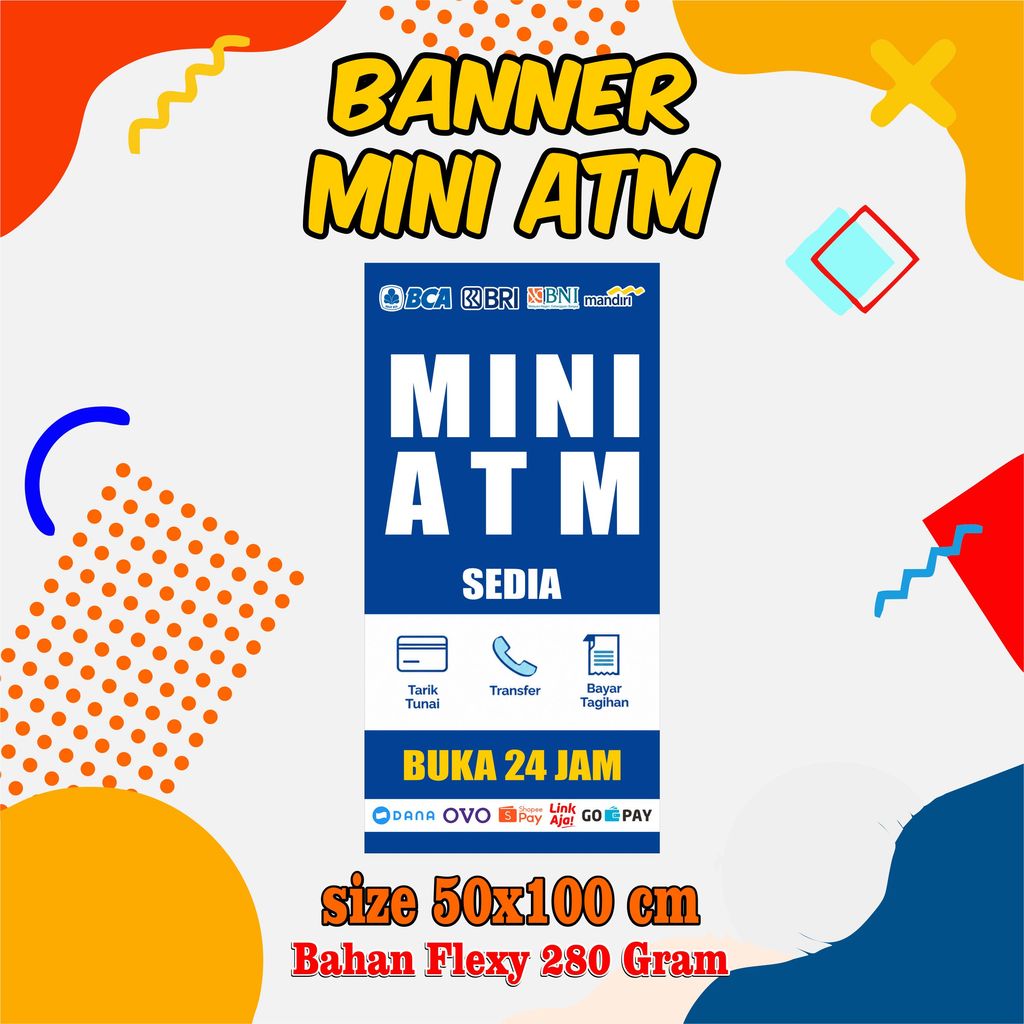 Banner Mini ATM | Spanduk Mini ATM | Cetak Banner ATM Bahan Flexy 280gsm