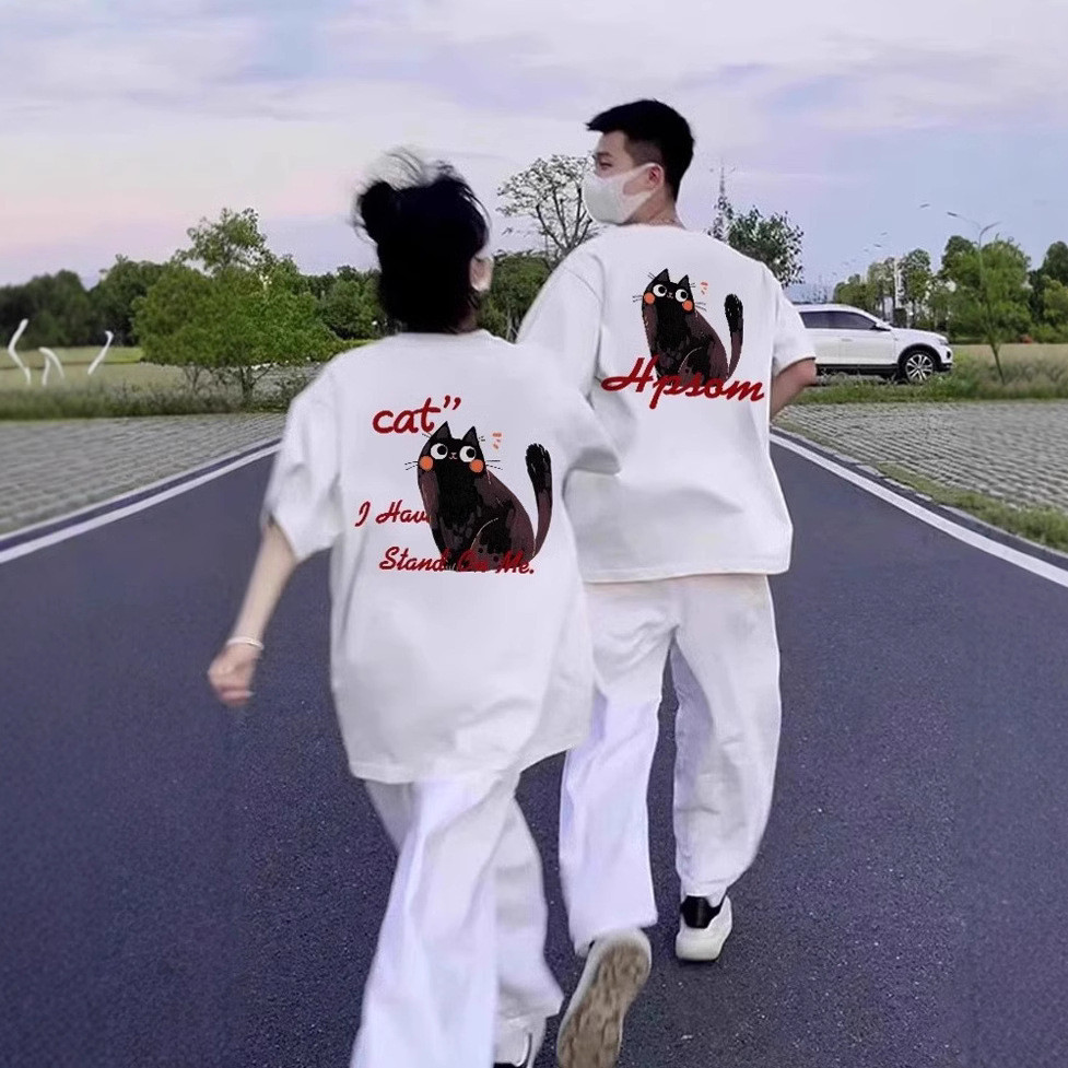 Baju Couple Cowok Cewek Gaya Korea Nyaman Ringan Bahan Katun Halus Ukuran S Sampai 3XL