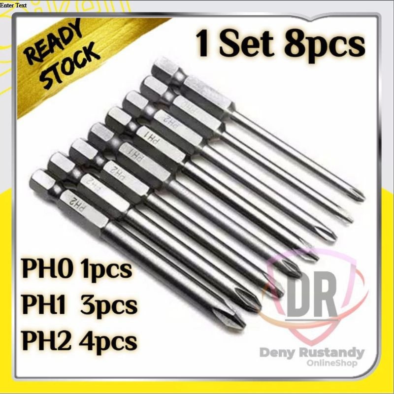 Mata bor Obeng plus Magnet Magnetic 75mm 8pcs PH1 PH2 Anti Slip ORIGINAL