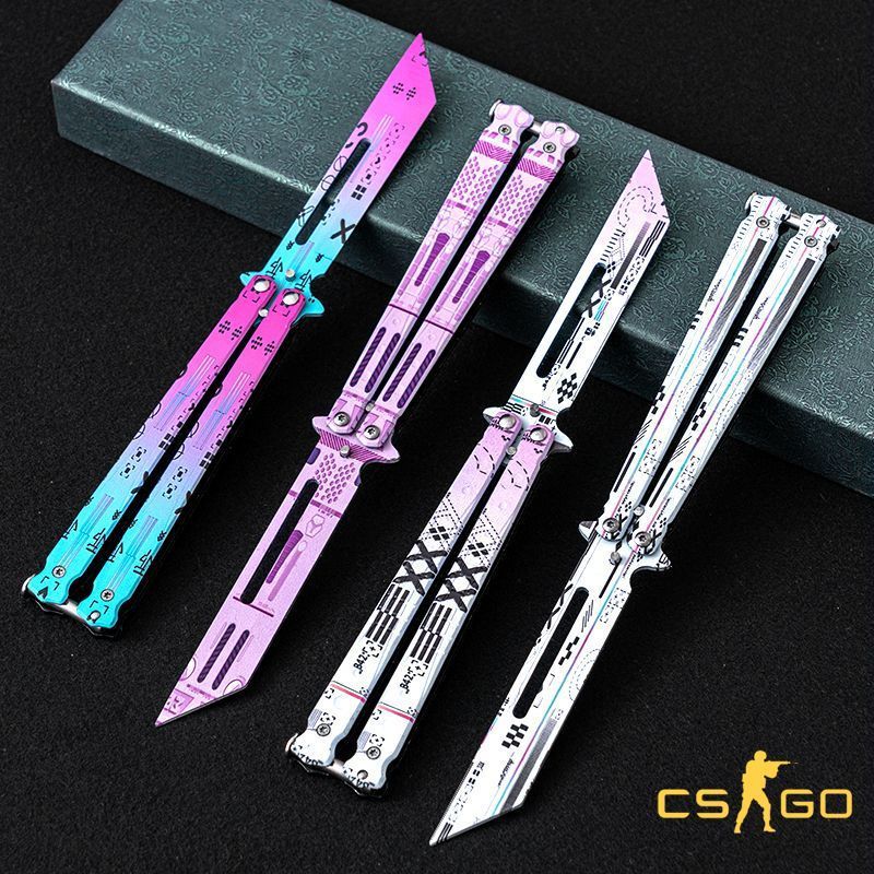 Tanto Butterfly Knife - Pisau Mainan Lipat Tumpul Stainless Steel - CS Go - Valorant - Anime