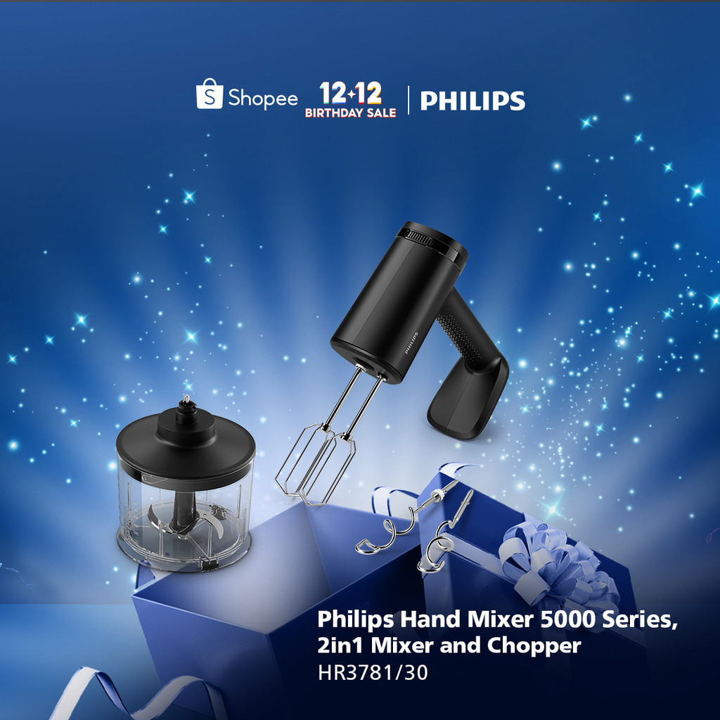Mixer Philips -  5000 Series HR3781 - Hand Mixer - 2IN1 - Chopper Mixer - Serbaguna - Mikser Philips