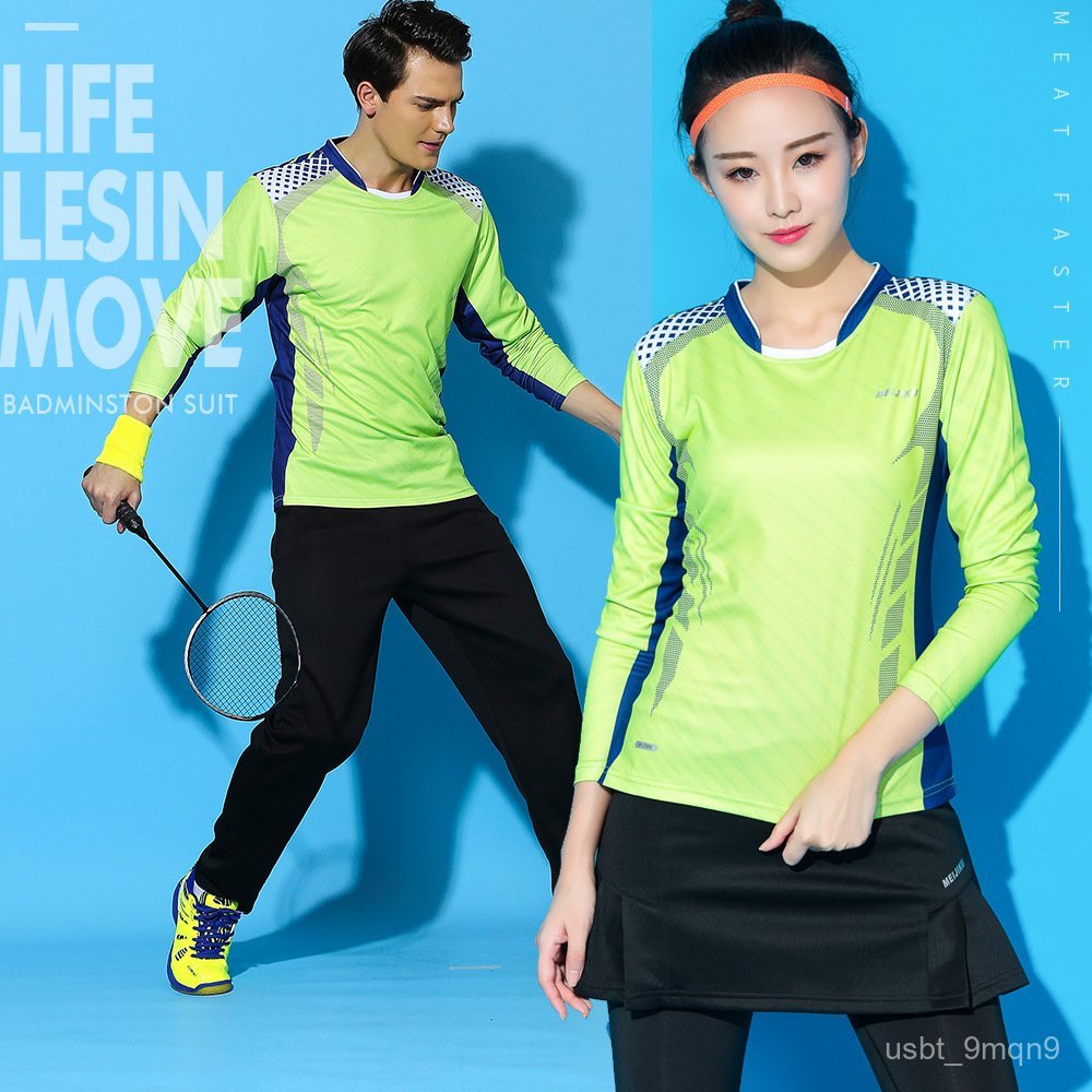 Set Baru Cepat Kering Menyerap Keringat Tenis Meja Badminton Lengan Panjang Celana Panjang untuk Pri