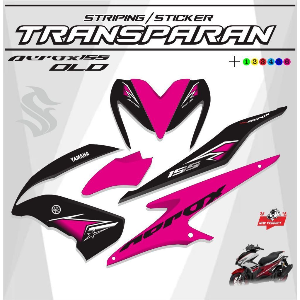 STICKER MOTOR / STRIPING MOTOR AEROX 155 OLD BAHAN TRANSPARAN UV STICKER