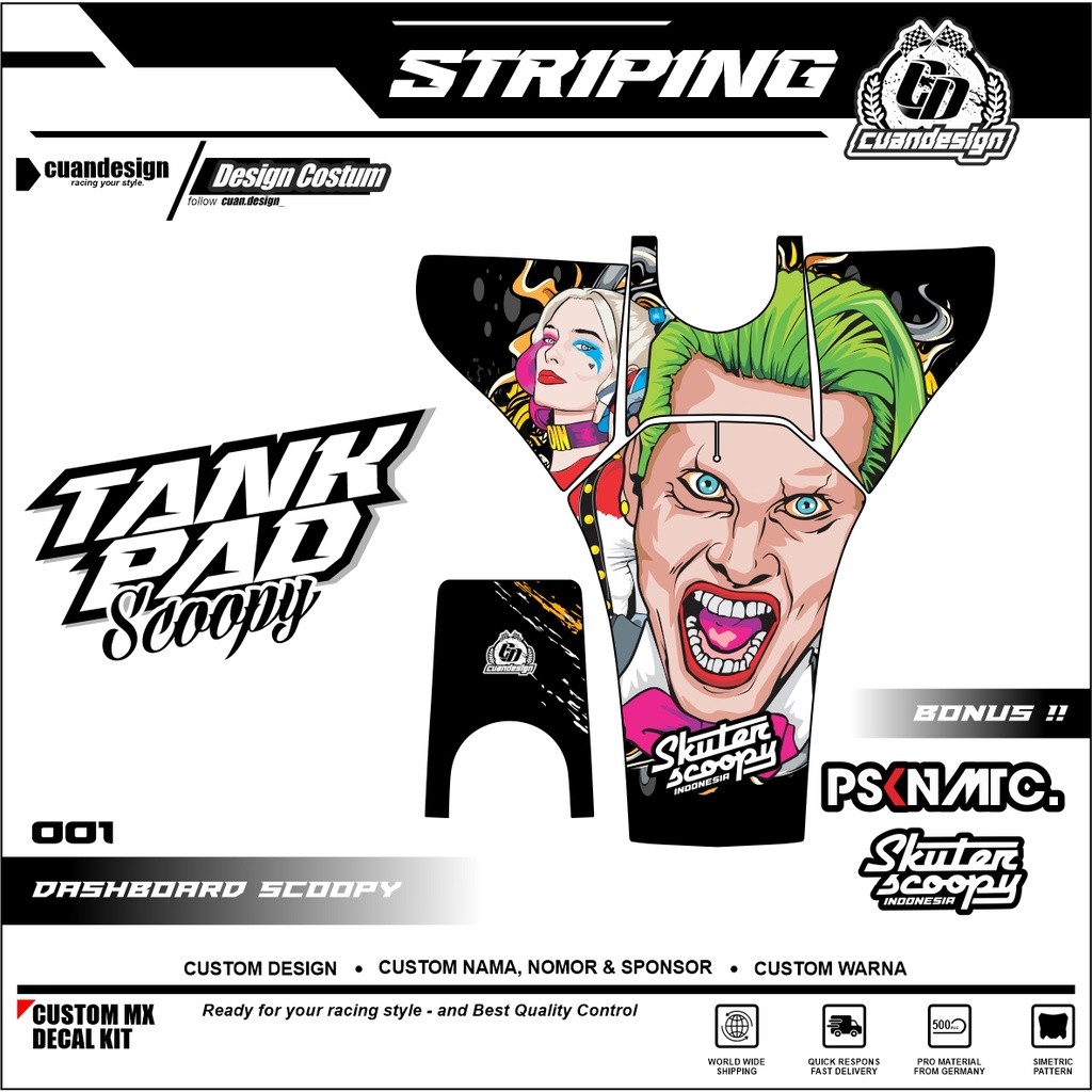 Stiker Striping Pelindung Dashboard / Thankpad / Deckpad Motor Scoopy Sticker Scoopy 2020 2021 2022