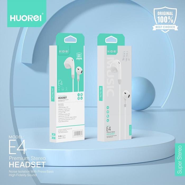 HUOREI Premium Stereo Headset with Microphone E4 - Putih