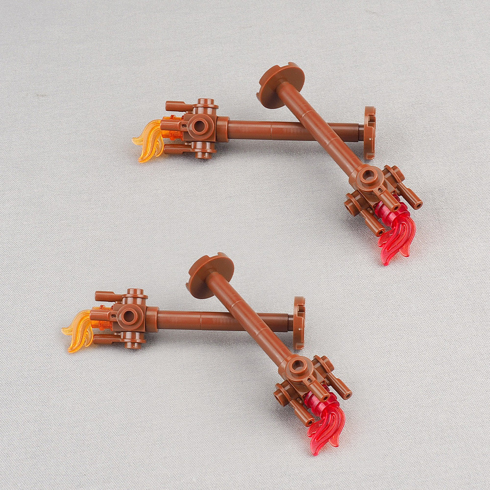 DIY Mini Flame Torch Weapon Bonfire Torch Watchtower Brick Accessory for Building Block Figures