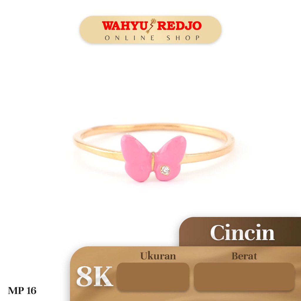 Cincin Emas Kupu Pink Wahyu Redjo Ukuran 13