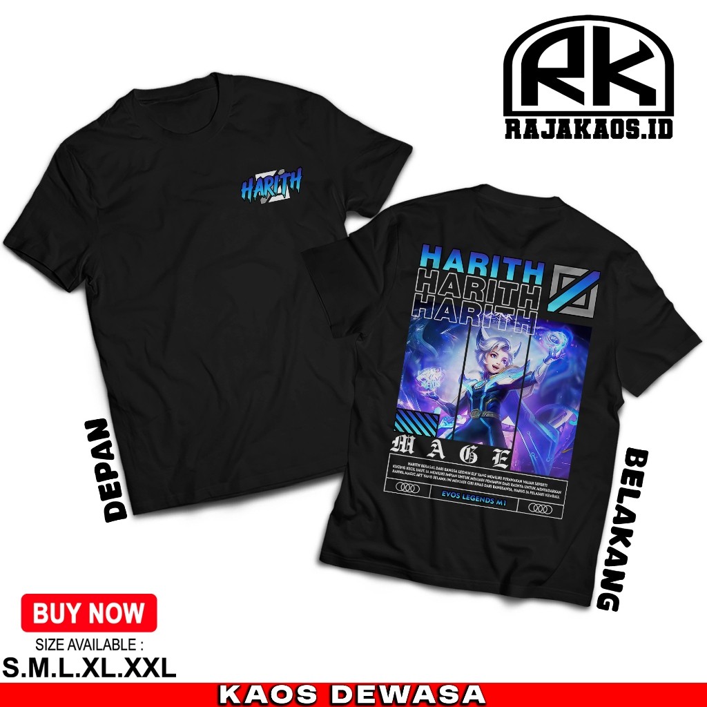 RAJA KAOS MOBILE LEGEND HARITH EVOS LEGEND M1 - KAOS HARITH MAGE - KAOS ML VIRAL - COMBED 30S