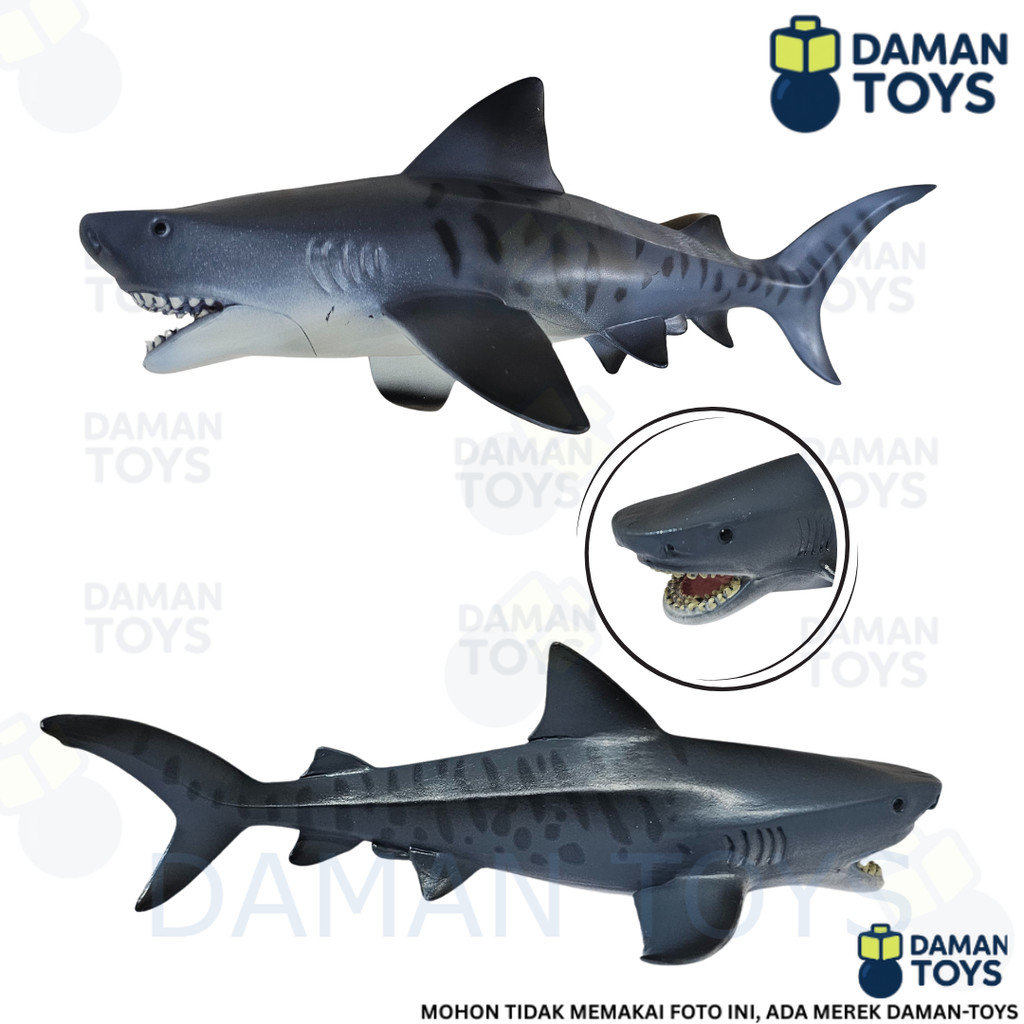 Figure Miniatur Hiu Macan -Tiger Shark 15 cm mainan laut