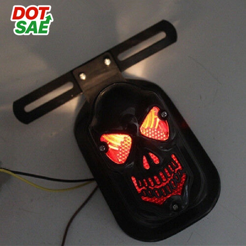 DOT SAE Lampu Stop 3In1 Lampu Stop Bentuk Tengkorak Lampu Belakang Motor Rem Stop Lamp