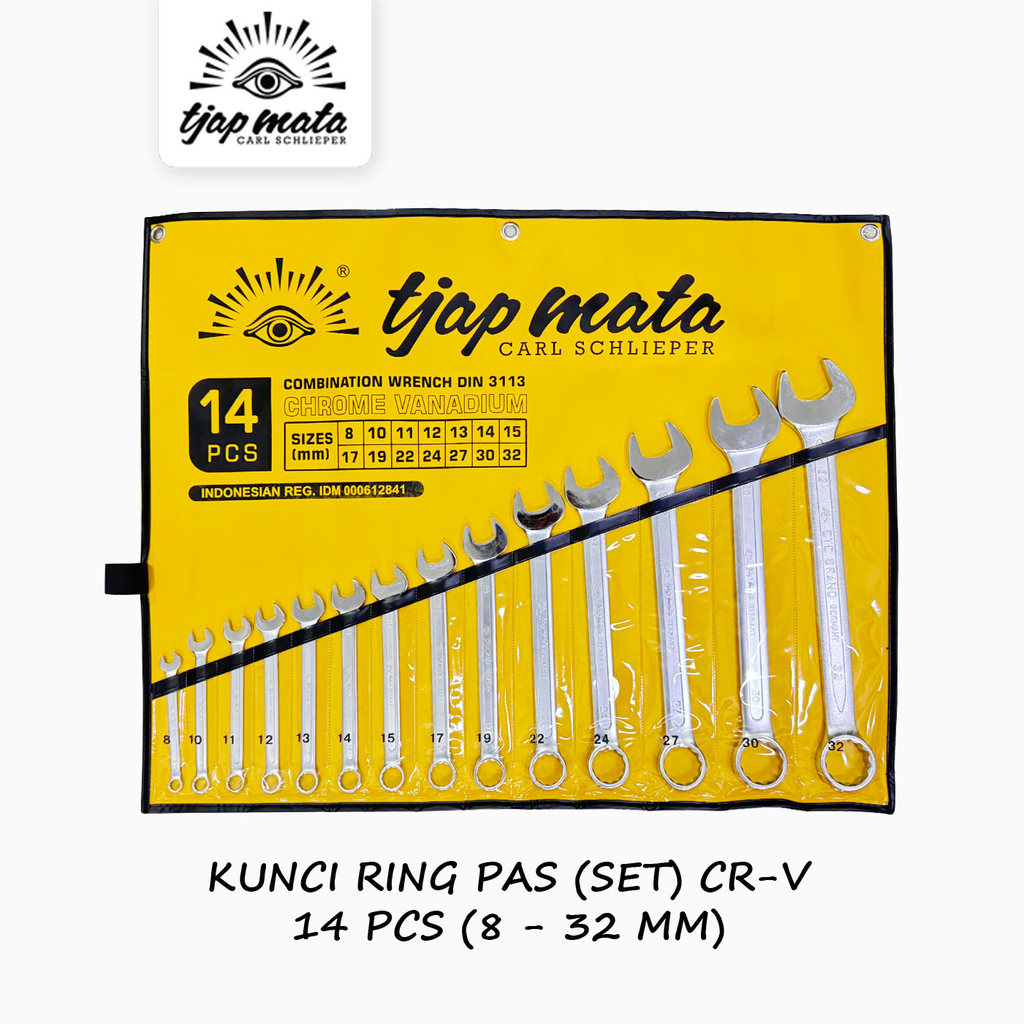 TJAP MATA / CAP MATA Kunci Ring Pas Set 14 Pcs (8 - 32 MM)