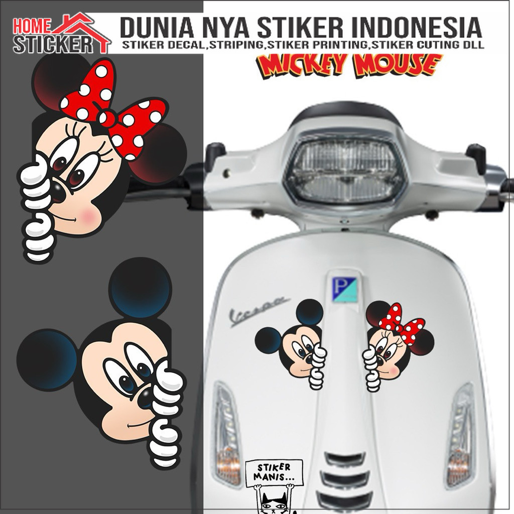 Stiker Mickey Mouse Depan Motor Vespa Filano Fazio Scoopy