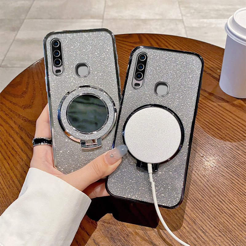 Casing untuk VIVO Y11 2019 Y12 Y15 Y17 2019 1901 1902 1904 1906, casing ponsel silikon dengan braket