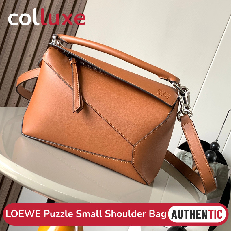 BaruTas Bahu Kecil LOEWE Puzzle kulit sapi tali bahu yang dapat disesuaikan