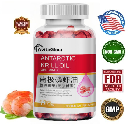 AvitaGlow Antarctic Krill Oil Natural Astaxanthin Phospholipids Omega 3 Dietary Supplement Improves