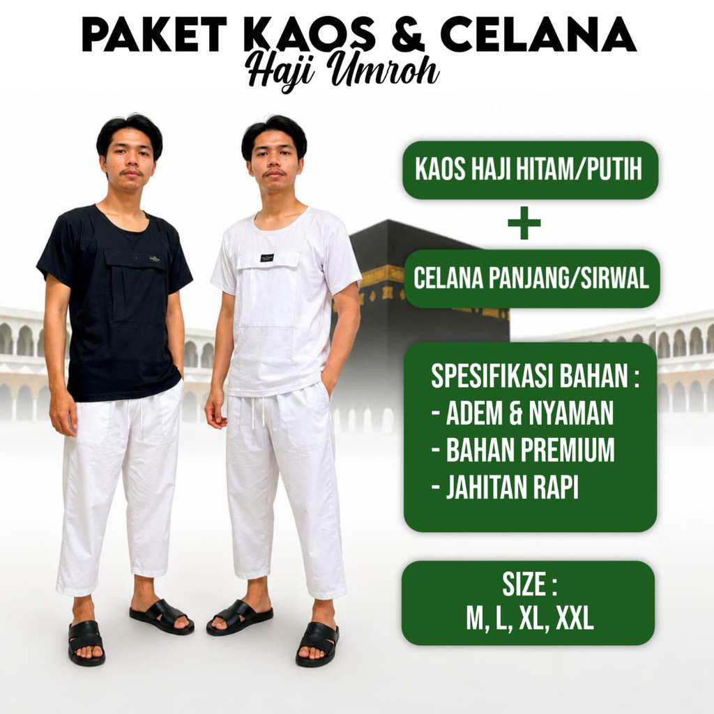 Bundling Set Kaos celana haji umrah pria paket kaos celana haji umrah pria kaos haji celana haji per