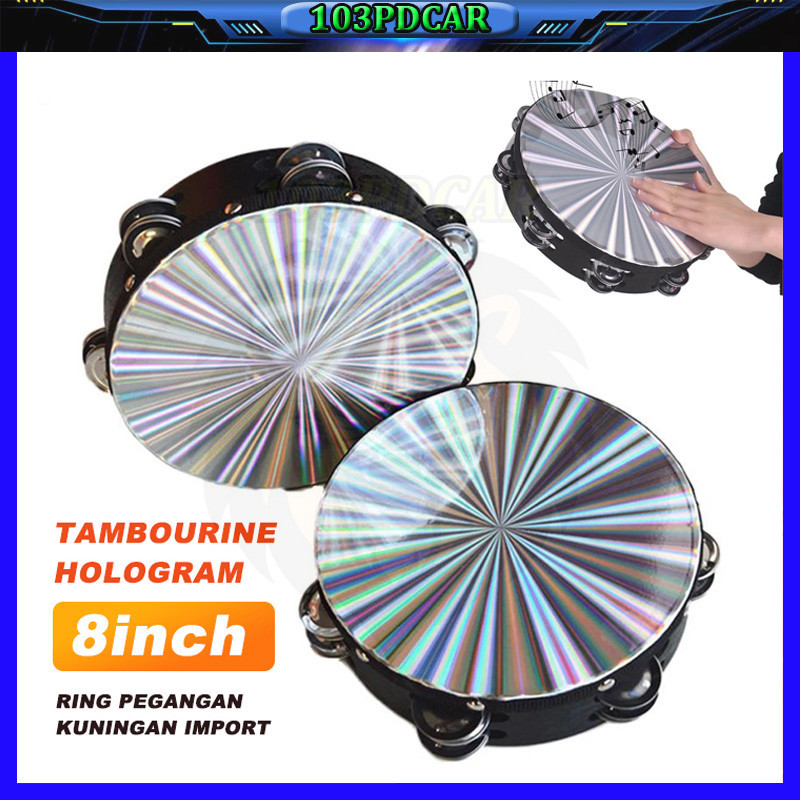 KAYDEN STORE Tamborin Tambourin Kecrekan Berkualitas Tambourine Hologram 8 Inch Tamborin Hologram