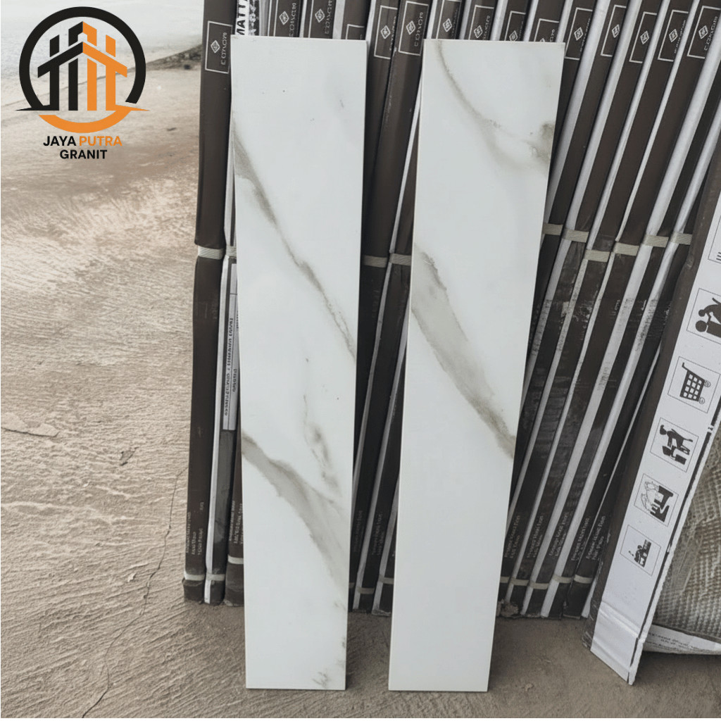NEW Plint Keramik 10x60 Putih Motif Carrara List Lantai Dinding Granit Granite Tile