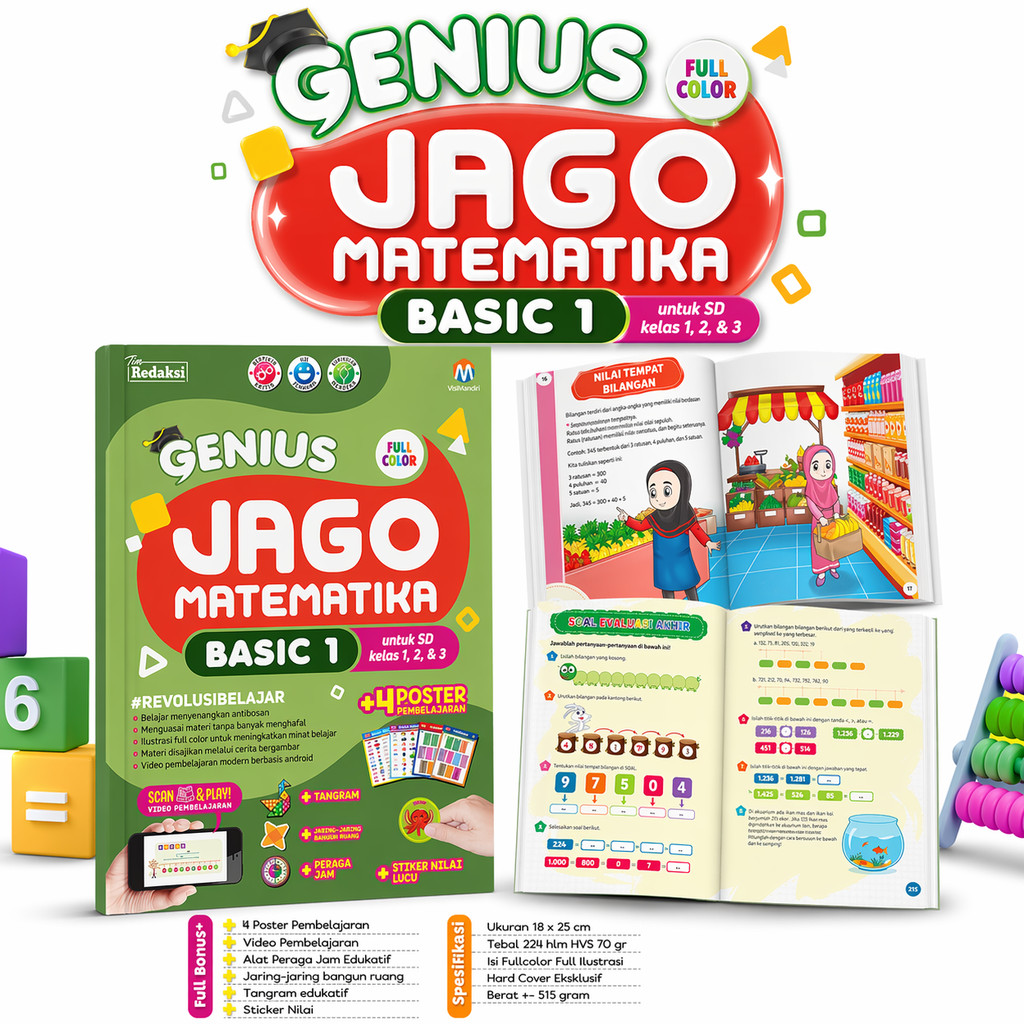ziyadbooks official genius jago matematika anak belajar berhitung calistung kelas 1 sd tk lengkap