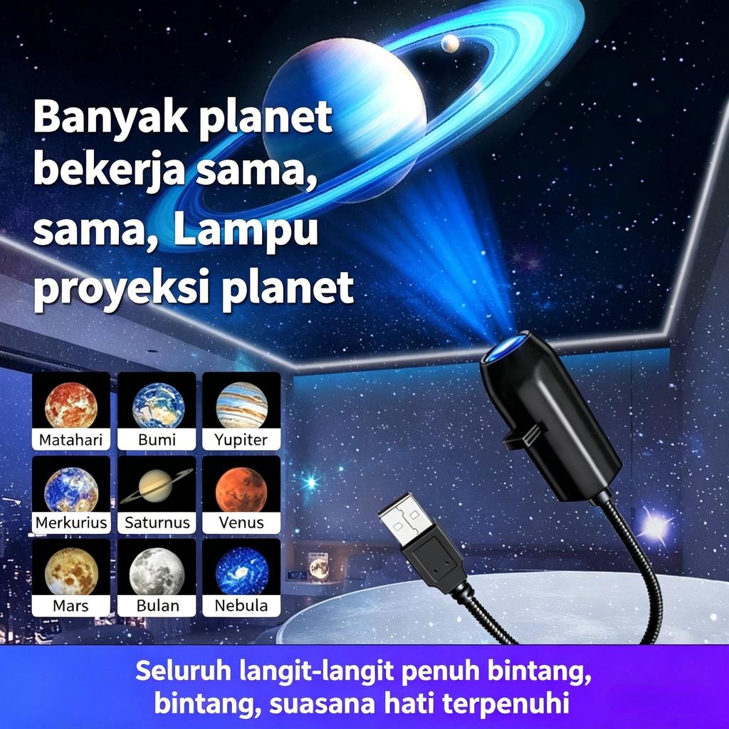 3pcs Lampu Proyektor Planet & Kupu-Kupu – Pilihan 6 Pola Planet (Bulan, Bumi, Mars, Jupiter, Matahar