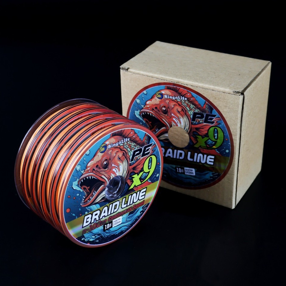 5x100m Super Braid PE X9 Connecting Orange Tali Pancing 7kg ~ 40.3kg Tanpa Putus Kompetisi Memancing