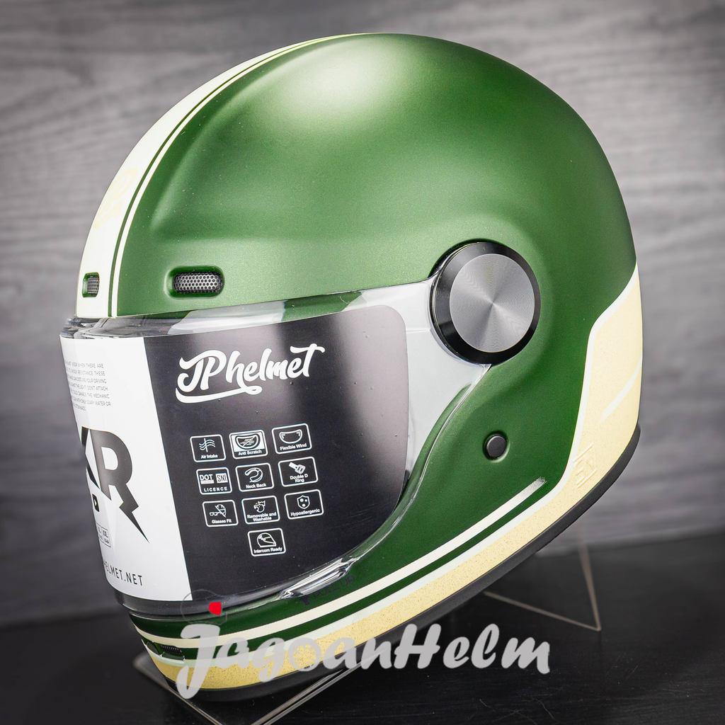 JPX HELM JP ROKR RK 06 | DARK GREEN PEARL DOFF | RETRO CLASSIC FULL FACE