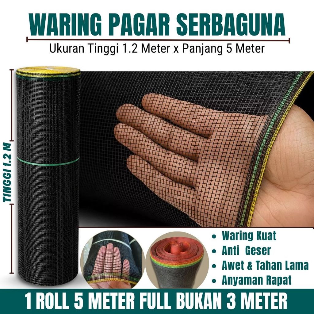 WARING JARING PAGAR TANAMAN PAGAR AYAM PANJANG 5 METER X TINGGI 1,2 METER JARING WARING ANYAMAN RAPI