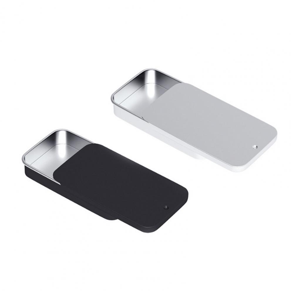 2Pcs Metal Rectangular Empty Mini Tin Box Rust-proof Storage Organizer Mini Tin Box Tinplate Push Ca