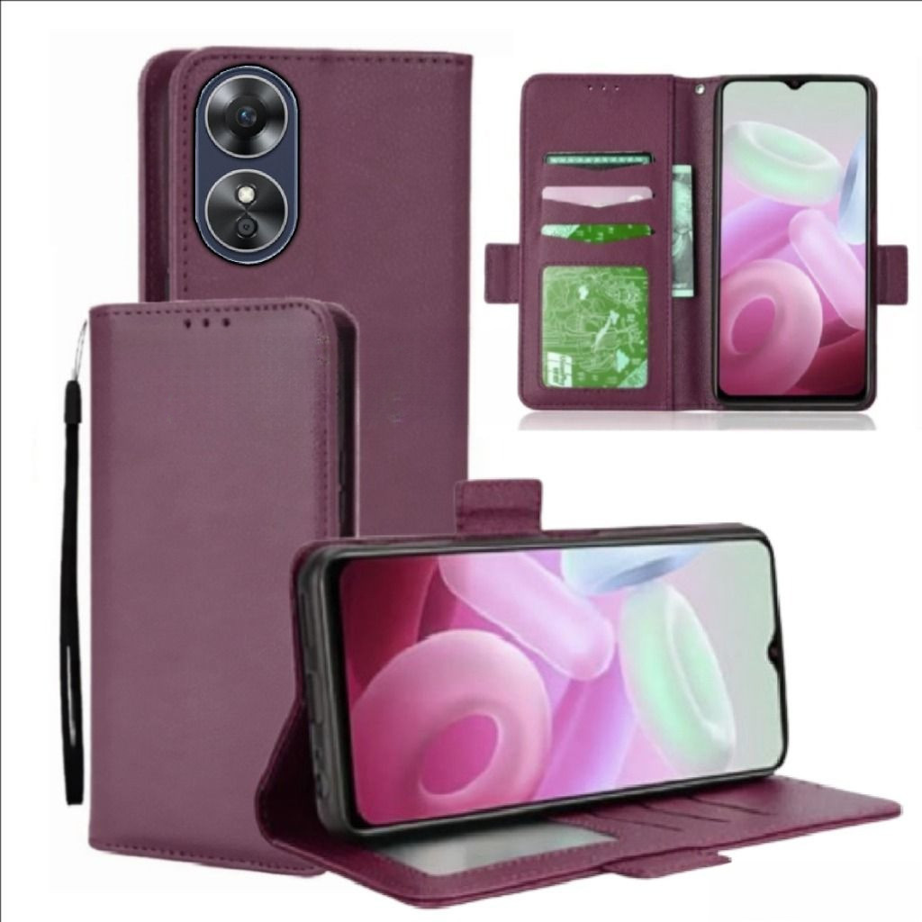 Case Dompet Hp Oppo A17 - Oppo A17k Case Dompet Casing Hp Flip Kulit Case Wallet Leather Cover