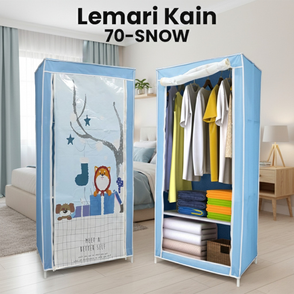 Lemari Baju Lemari Portable Pakaian Lemari Kain Resleting Lemari Pakaian Plastik Lemari 70