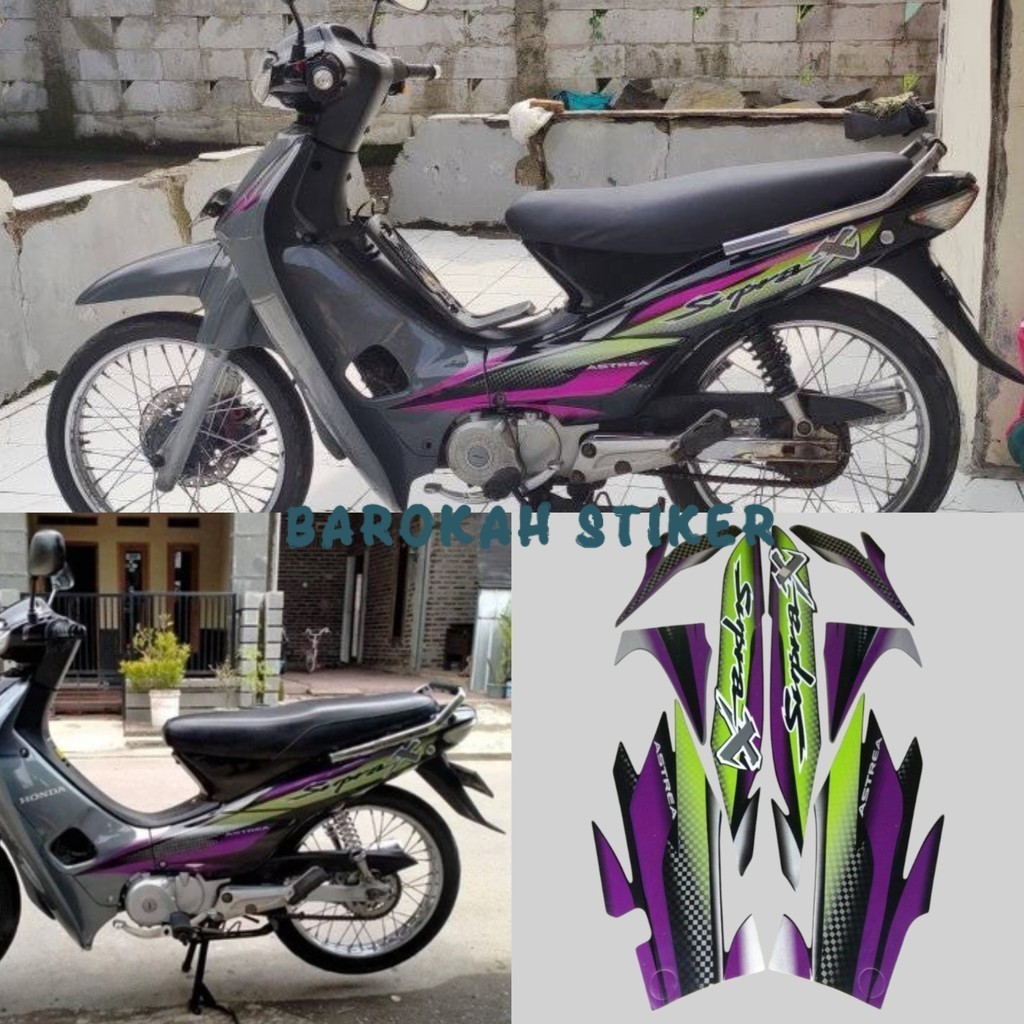 STRIPING STICKER LIST MOTOR HONDA SUPRA X 100 2001 2002 HITAM ABU FULL BODY