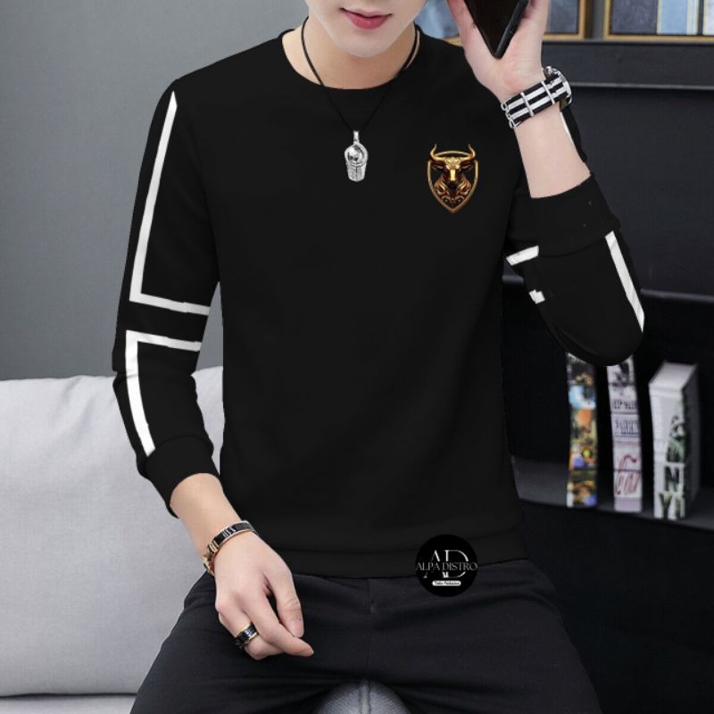 Kaos manset oblong>Kaos polos pria lengan panjang>Baju kaos oblong seragam polos pria size S M L XL 